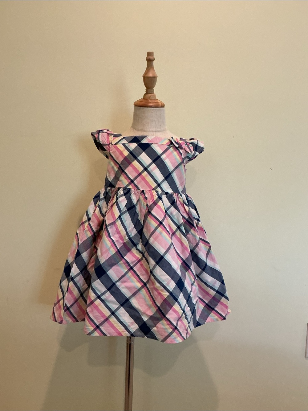 Gymboree Pink & Navy Plaid Cap-Sleeve Dress
